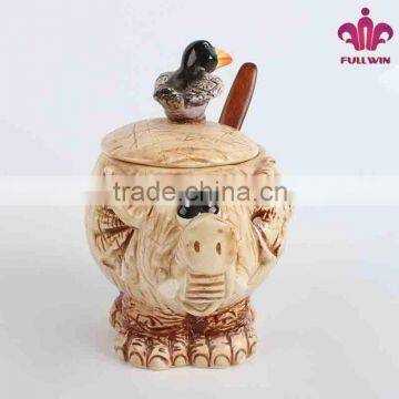 Ceramic Elephant Honey Jars With Spoon photo-5