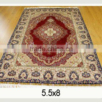 5.5x8 ft classical oriental red handknotted persian handmade silk rugs