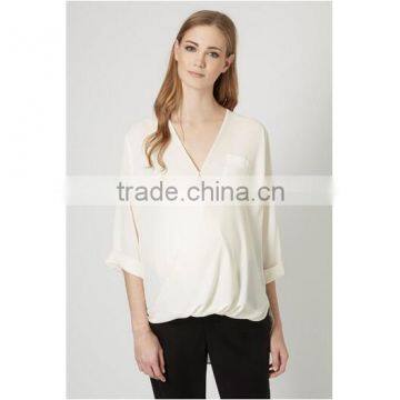 Sexy v neck maternity fashion blouses wear with front pocket