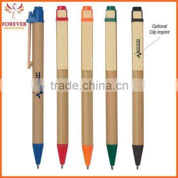 Wholesale Eco-inspired Ballpoint Custom Design Papper Barrel Ball Pen Supplier