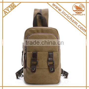 High quality washed blue canvas sling bag cheap price for school teenagers