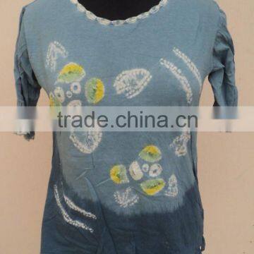 India Summer Fashion Wear New Tie Dye Printed Design Pattern Knitted T-shirts