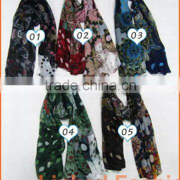 100% Polyester Polka Dot FLOWER Scarf shawl hijab