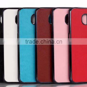Metal+leather back case for Samsung galaxy S6 edge