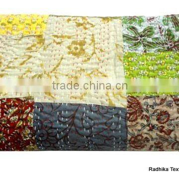 RTHKG-39 Multi Purpose Color Indian Traditional Patchwork Bengali Kantha Hand Stitch Gudari Bedspread Wholesaler Throws Jaipur