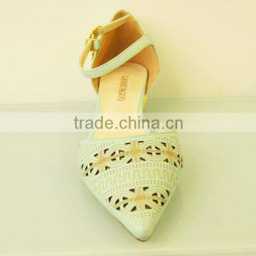 New Model Light Color Soft Girls Flat Sandals Strip Pointed Toe Brogue Dress Shoes photo-2