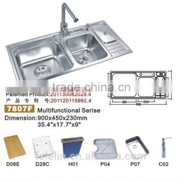 2014 LELIN double bowls stainless steel kichen sinks LL-7807F