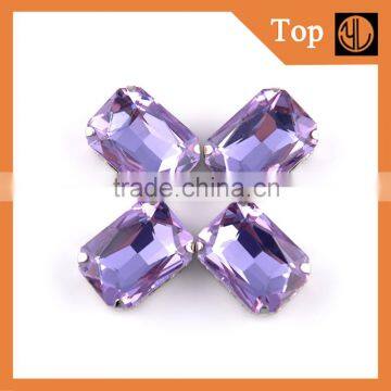 Octagon 8*6 Sew on glass colored crystal rhinestone for decoration