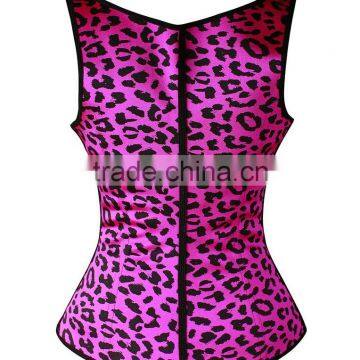 Fancy animal print waist vest with 3 hooks and 4 steel bones