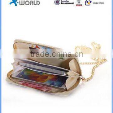 Purse Wallet Design Zipper Case for iPhone 6S with Shoulder Chain Strap