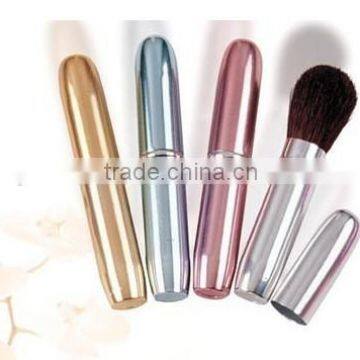 Portable metal brush holder cosmetic rectractable brush