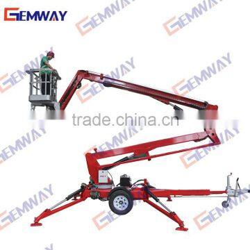 Towable hydraulic boom lift platform equipment