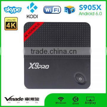 x9pro amlogic s905x android 6.0 tv box 4K*2K UHD Output quad core android tv box