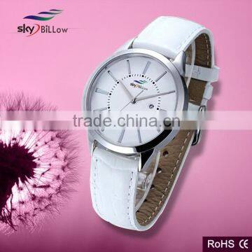 wholesale stainless steel back watch with water resist and leather band