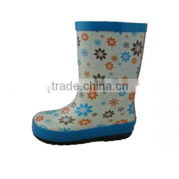 Printed blue children rain boots wholesale rubber kids sales boots CH-479