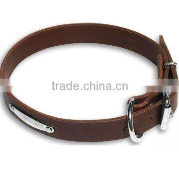 Leather dog collar with ID tag(PC1012)