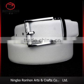 Pure white genuine leather waist belt for teens and men