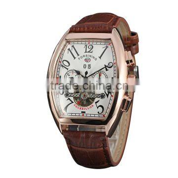 Chinese watch factory custom mens rectangle forsining tourbillon automatic mechanical watch