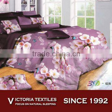 purple romantic flower pattern reactive printed bedding comforter set