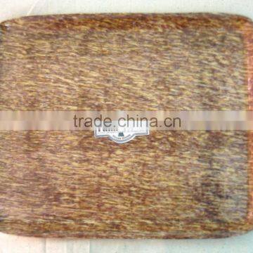 Palm Wood Rectangular Wooden Handle Tray, Serving Tray, Non-slip Tray, Handle Tray, Anti-Slip Tray, Brown Tray