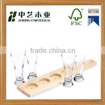 wholesale FSC&BSCI custom wooden beer tasting serving tray holder for bar