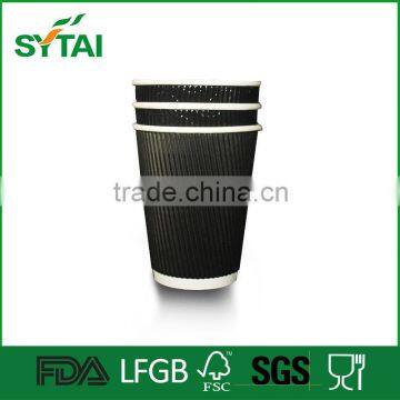 Disposable Ripple Wall 8oz 12oz 16oz 20oz Black Cappuccino Cup photo-3