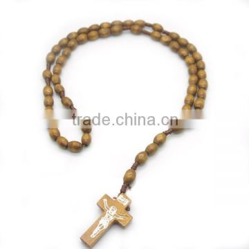 beaded rosary,religious rosary, wood cord rosary necklace,Catholic rosary