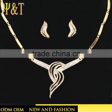 Jingli jewelry High quality fashion wedding jewelry dubai 18 carat gold plated crystal jewelry sets