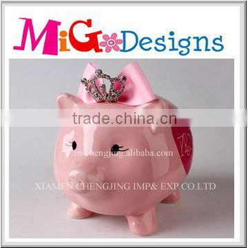 Direct Factory Produce OEM Art Decor Ceramic Lovely Pig Pink Piggy Bank