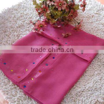 beaded voile fabric/high twist/ polyester chiffon fabric