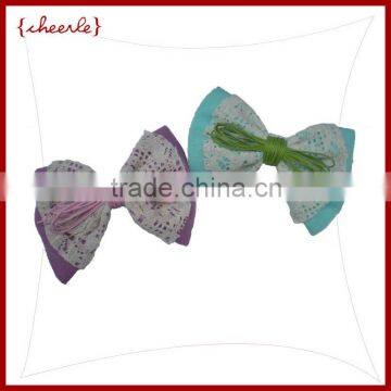 textile bow shaped chiffon with lace french hair clip