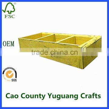 Coloured Hand Painted Wood Tray 3 Compartment Divided Wood Display Tray photo-2