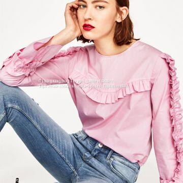 Lace Design Long Sleeves Loose Blouse Boho Gender and Adults Age Group Printed Chiffon Blouse Tops Custom Sexy Shirt ODM photo-3