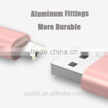 New arrival customized wholesale metal braided charging cable usb 2 in 1 mirco usb cable for iphone &samsung