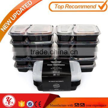 2 Compartment Meal Prep Containers, Reusable, Dishwashable, Microwavable Food Containers with Lids, OEM Packaging