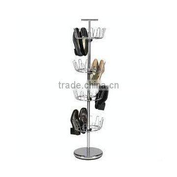 Revolving Shoe Rack TREE 3 Tier - Shoe Organizer Holds 18 Pairs - Chome