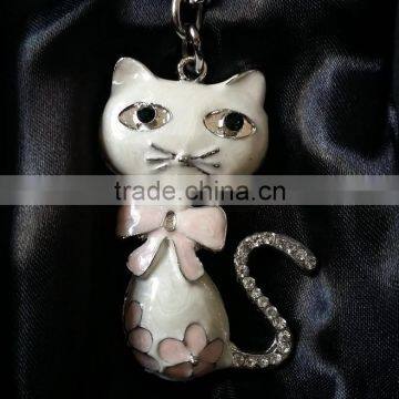 wholesale enamel coated pussycat design metal alloy key chain