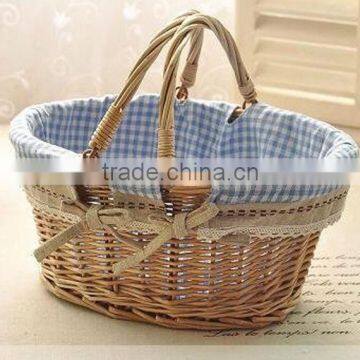 New design cheap wicker basket wholesale willow basket with handles