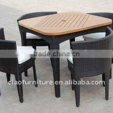 Hot Sell BLACK Wicker Dining Table With Chairs 4 SEATER