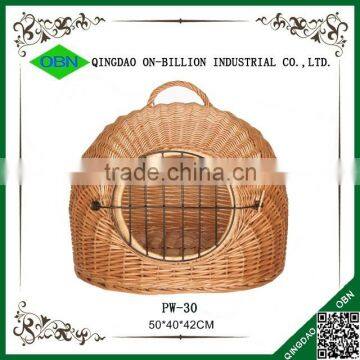 Small pet wicker basket carrier