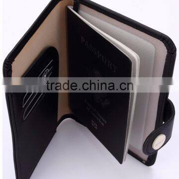 Black Hot Selling Genuine Leather Rfid Travel Passport Holder