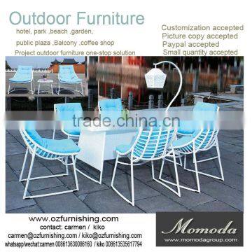 9018 alibaba new blue cushion Luxury Design Outdoor Patio and Garden PE rattan/wicker dining set