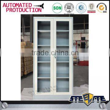 Cheap office metal file cabinet 2 glass door display cabinet