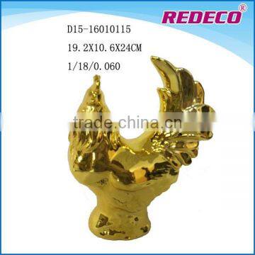 Home decoration ceramic gold rooster figurine for sale