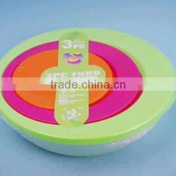 3PC Plastic color round fresh bowl/food container