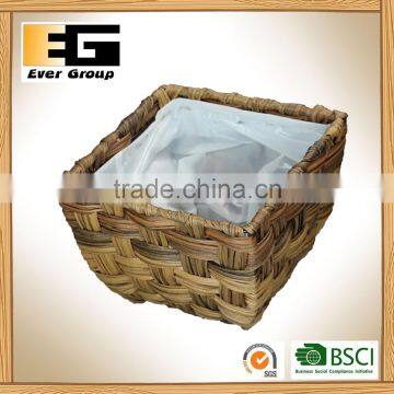 Imitation Water Hyacinth Square Box Flowerpot Hand Woven Garden Planter photo-2