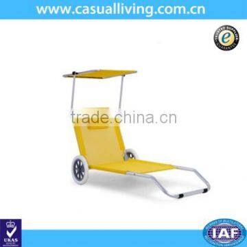 Outdoor Camping Foldable Easy Carry Beach Chair Beach Trolley Cart with Canopy