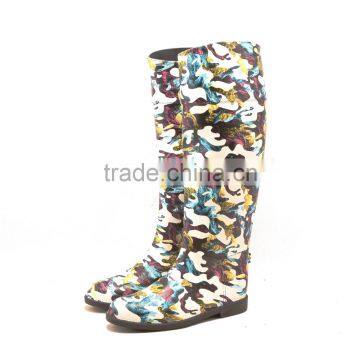 New Design Women Lady Tall Height PU Surface Leather Flock Waterproof Horse Riding Boot Wellies Wellington Rain Boots photo-6