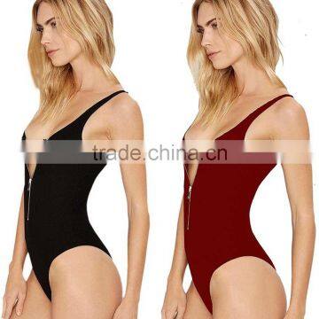 Women's Bodycon Camisole Leotard Stretch Lace up Tank Leotard Bodysuit Black Sexy Jumpsuit