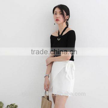 2016 Fashinable Sexy Turtle Neck Knitting Short Sleeves Shirt for Girls photo-2